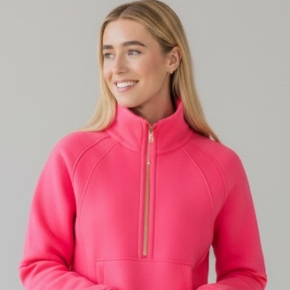 Lululemon Scuba Oversized Hoodie Funnel Neck Pullover Glaze Pink GOLD ZIP M/L - Picture 2 of 6